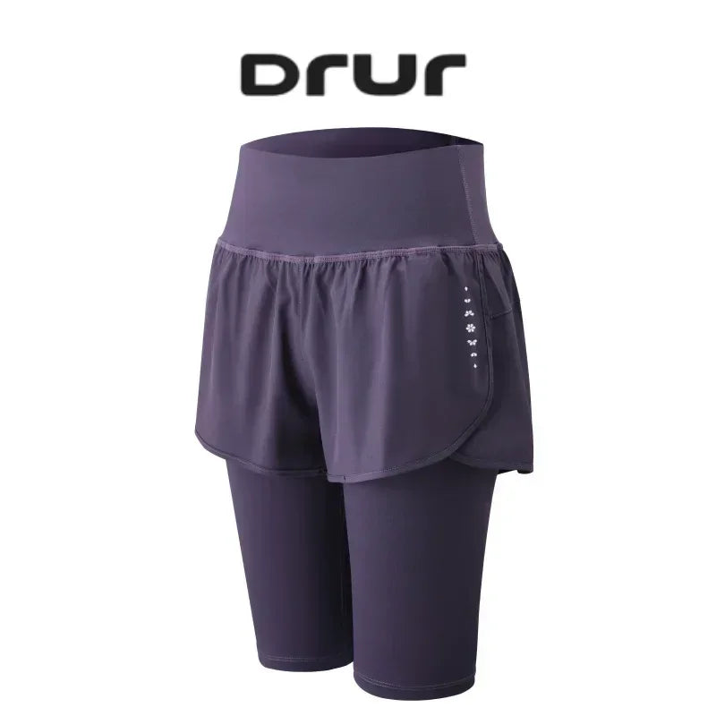 DRUR Yoga Shorts Women Summer Five-Quarter Athletic Shorts Elastic Waist Running Workout Short Leggings For Ladies Sport Shorts