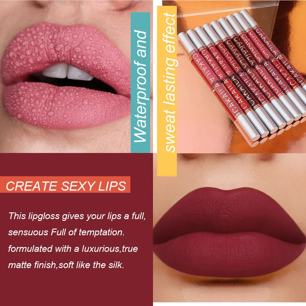 Matte Liquid Lipstick Lip Oil 10pc/set, Waterproof Velvet Lip Gloss Long Lasting Non-transfer Nude Red Pink Daily &Party Makeup