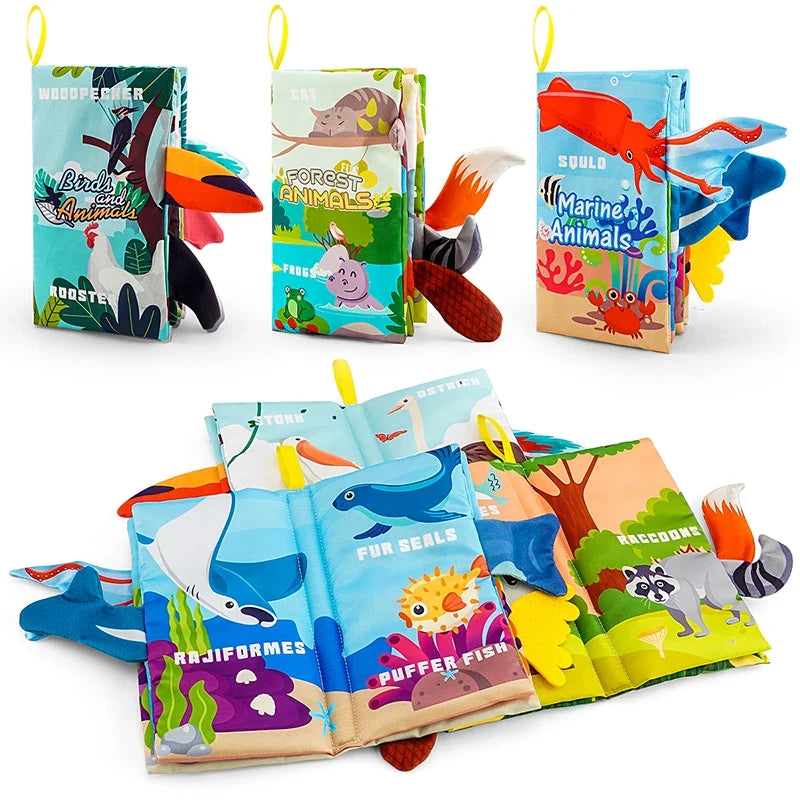 Baby Books Toys - 3PCS Touch and Feel Cloth Crinkle Soft Books for 0-6 Months, Toys for Infant Newborn (0-18 Months)