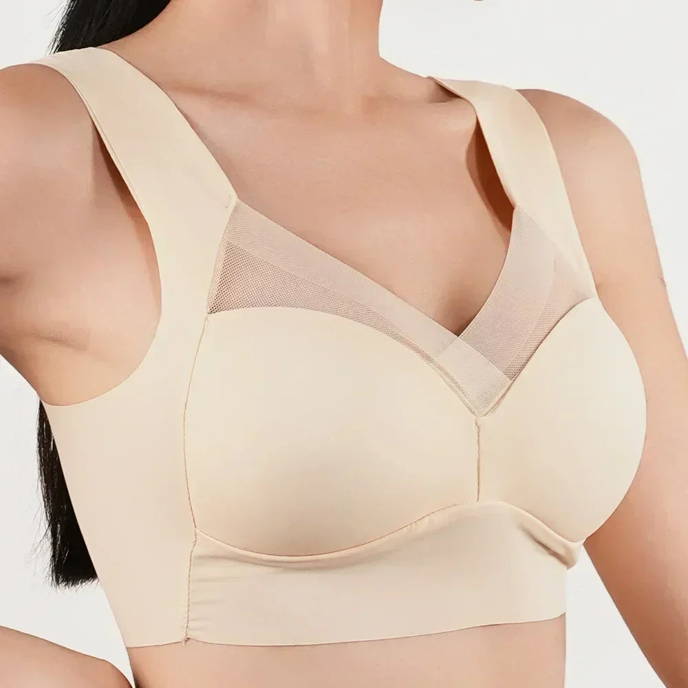 1pc Womens Ice Silk Minimizer Bras Large Size Underwear Seamless Lingerie Push Up Sport Thin Cup Sexy Mesh Yarn Bra for Women
