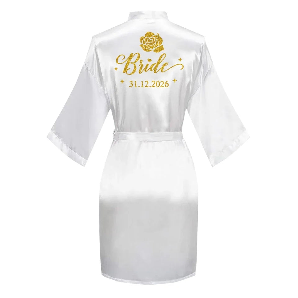 Personalized Text Logo Wedding Bathrobe Bridal Robe Bride Bridesmaid Wedding Robes Woman Bachelorette Hen Party