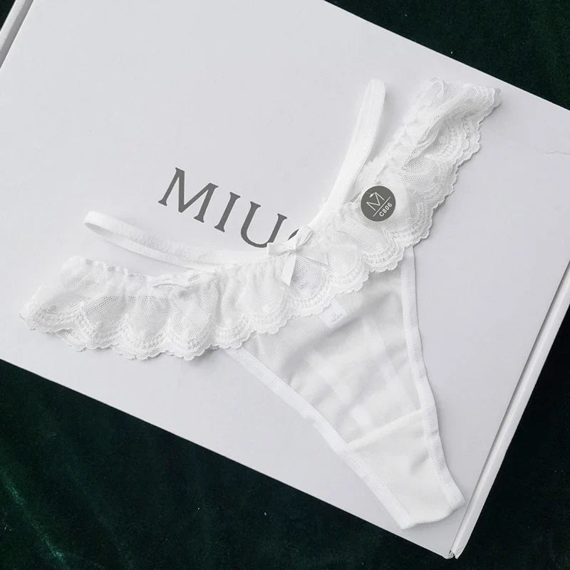 Sexy Women G-string Hollow Out Seamless Perspective Panties Low Waist Thongs Underwear Girls See-Through Intimates Soft Lingerie