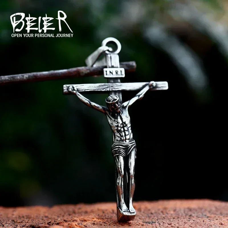 Beier 2022 New Creative Design Jesus Cross Pendant For Men Punk Hip Hop Skull Christian Jewelry Wholesale