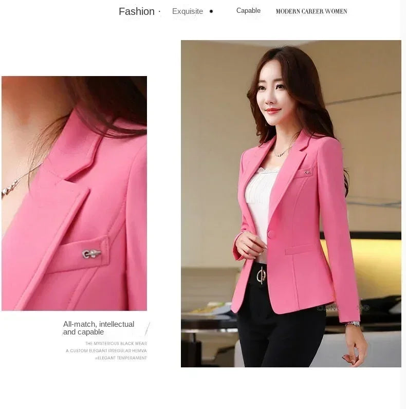 Korean Women's Fit and Tailored Blazer Jacket for Spring and Autumn Office Lady OL Casual Business Suit for Women Trendy Style