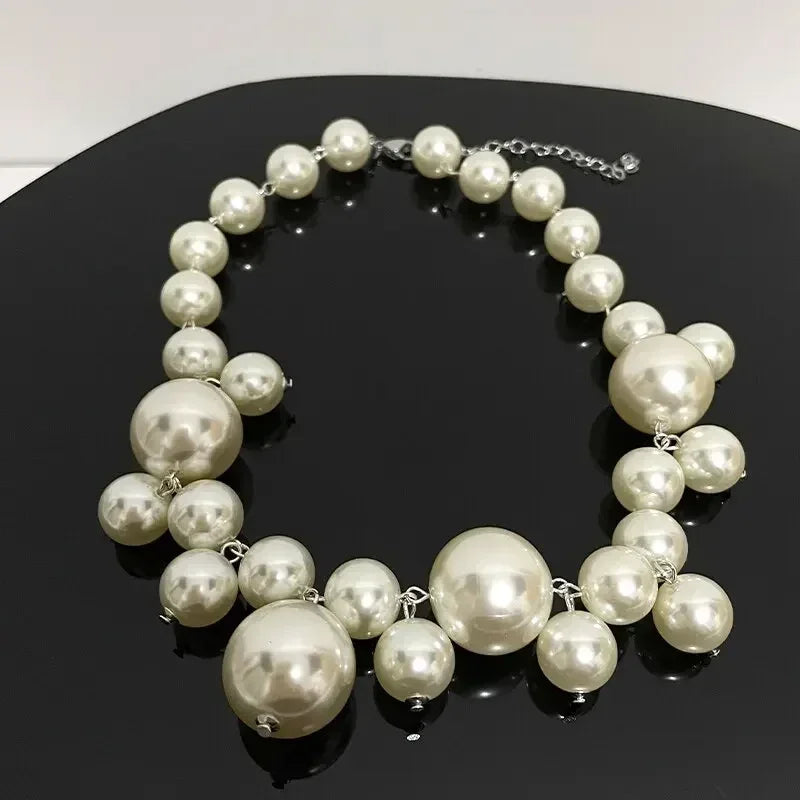 Elegant Imitation Pearl Women's Necklace Big Pearls Beads Choker Necklaces Party Wedding Bride Necklace Jewelry Girls Gifts