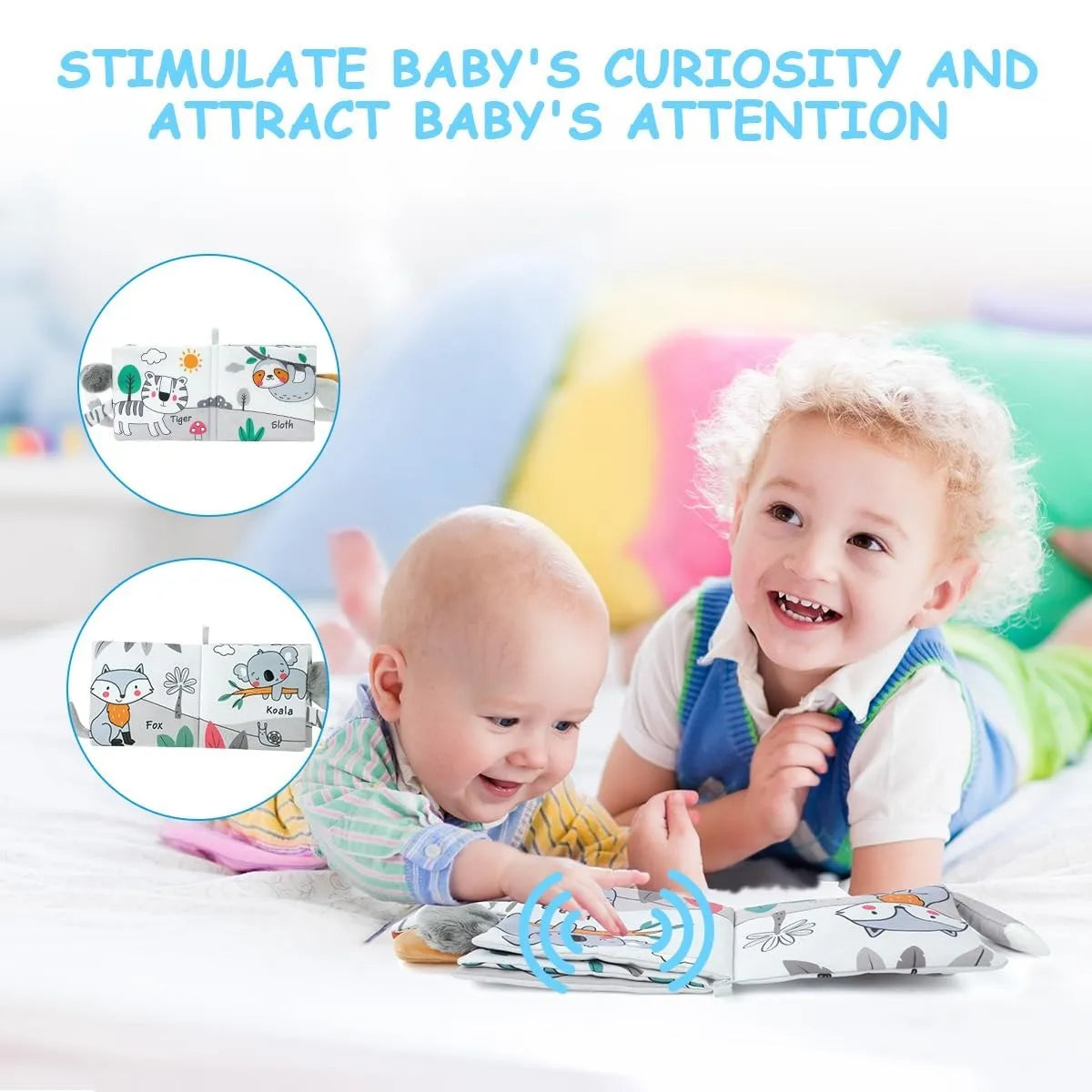 3D Cloth Baby Book - Touch & Feel Crinkle Soft Sensory Book for Infants & Toddlers