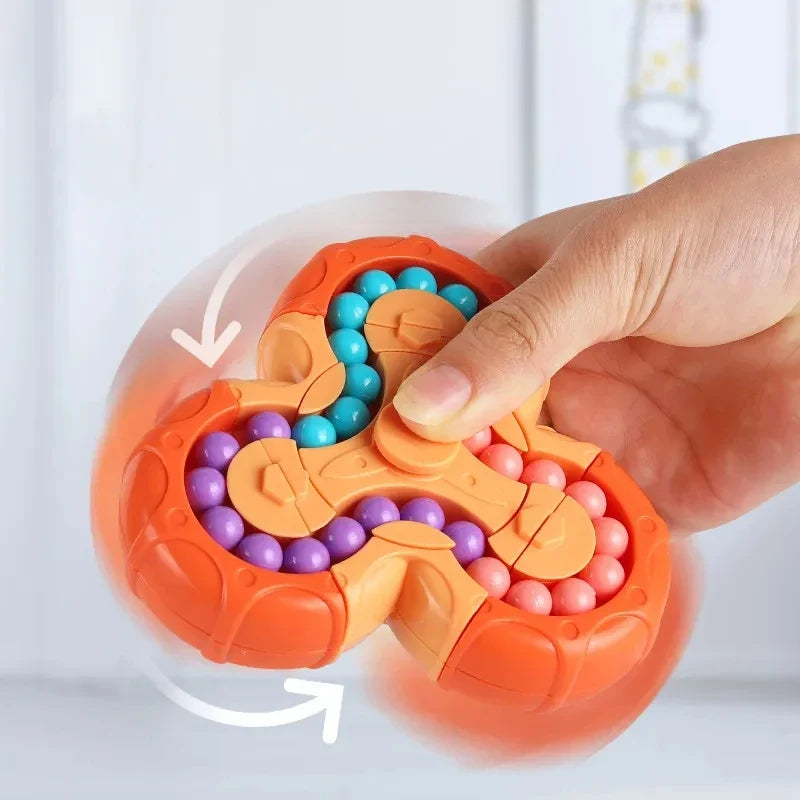Six-Sided Rotation Finger Bean, Intelligence Gyro Antistress Fingertip Cube, Learning Educational Magic Disk for Kids