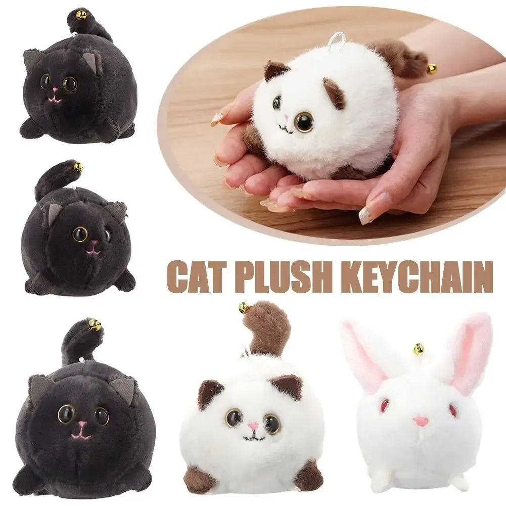 Wagging Tail Plush Cat Keychain – Cute Cartoon Animal Bag and Door Pendant for Girls
