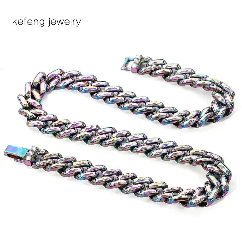 Men Hip Hop Full Rhinestone King Queen Pendants Necklaces Bling Bling Iced Out Cuban Link Chain Hiphop Necklace Men Jewelry Gift