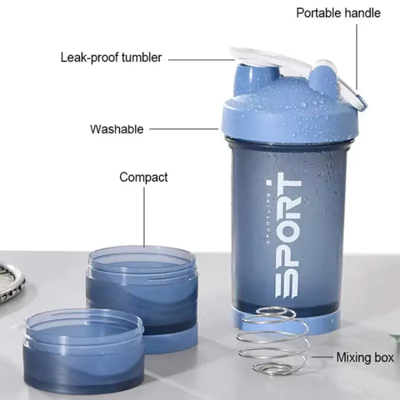 450ml Plastic Water Bottle Three Layer Protein Shaker