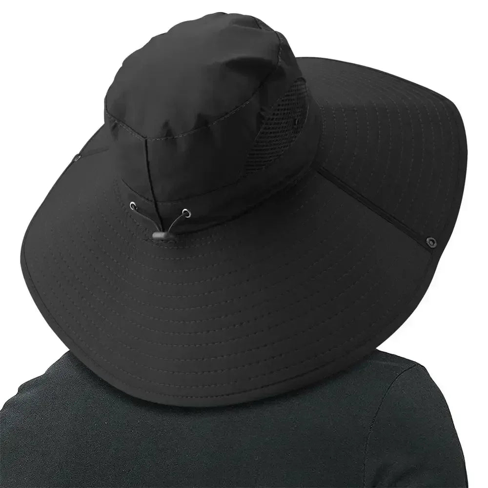 Summer Bucket Hat For Men Fisherman Cap Fishing Outdoor Sunshade Wide Visor Brim UV Sunscreen Riding Hiking Suncreen Sunhat