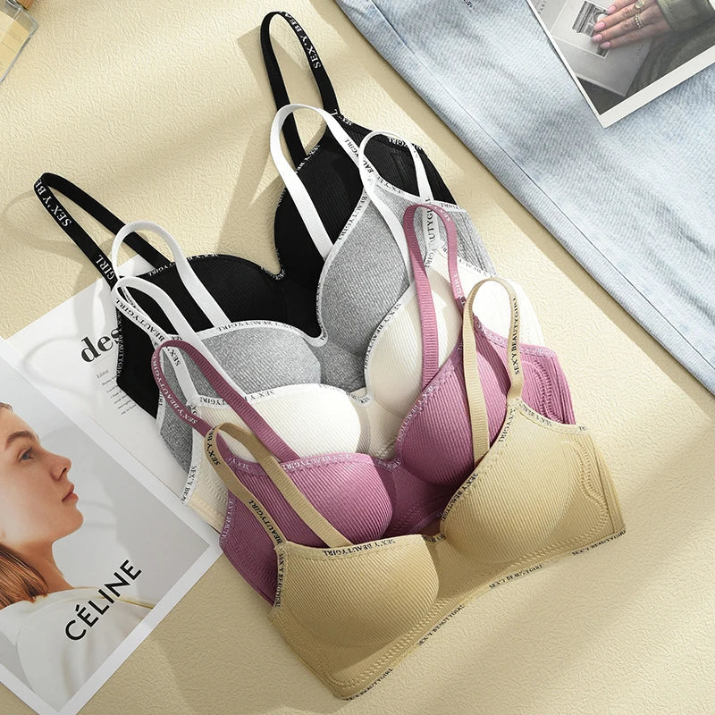 FINETOO Women Underwear Small Chest Sexy Push Up Lingerie Seamless Bra for Women Comfortable Everyday Bra Thick Bralette 32-38AB