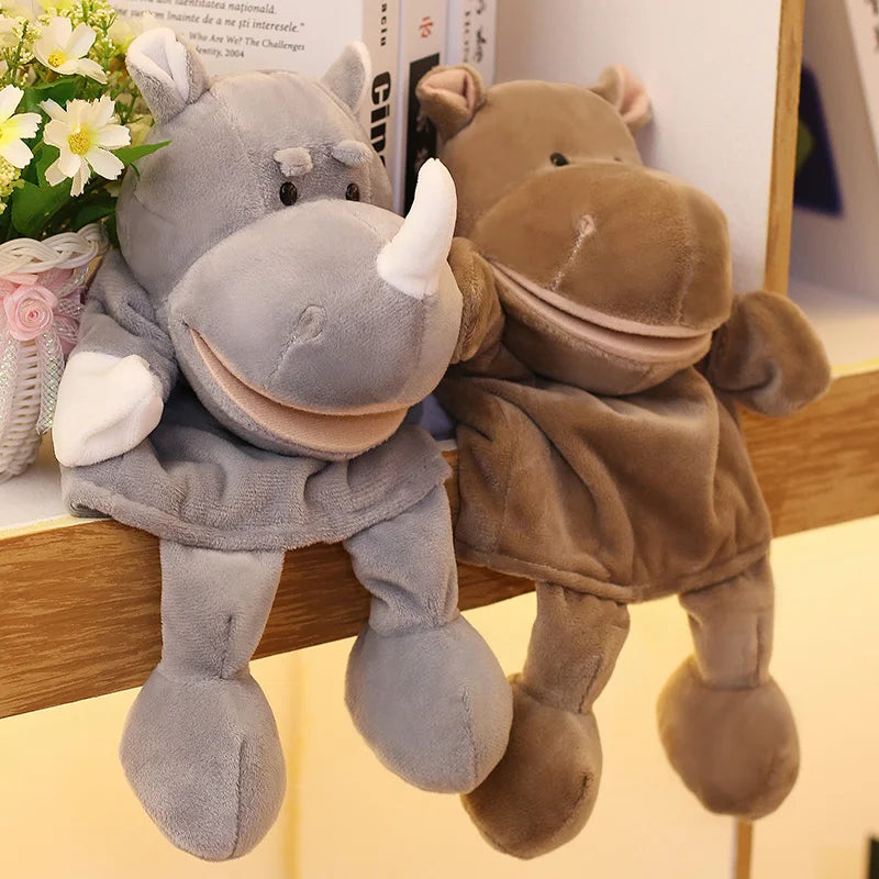 35cm Cartoon Animal Hand Puppets, Lion Elephant Pig Parent-Child Game Toys for Kids