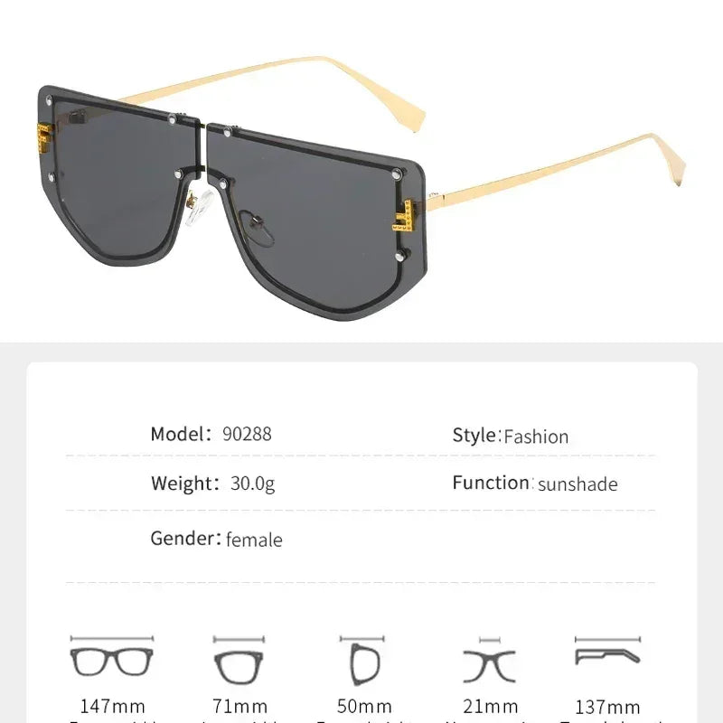 Sunglasses Integrated Frame High-end Frameless New Sunglasses Metal Polygonal Fashion Glasses 90288