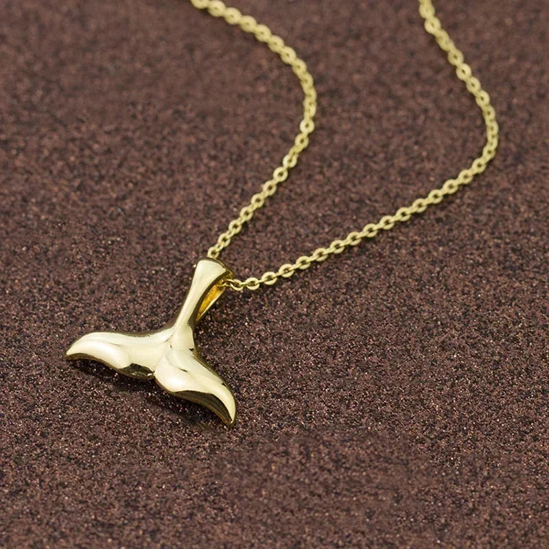 Dainty Gold Plated Mermaid Fish Tail Necklace For Women Summer Beach Jewelry Accessories