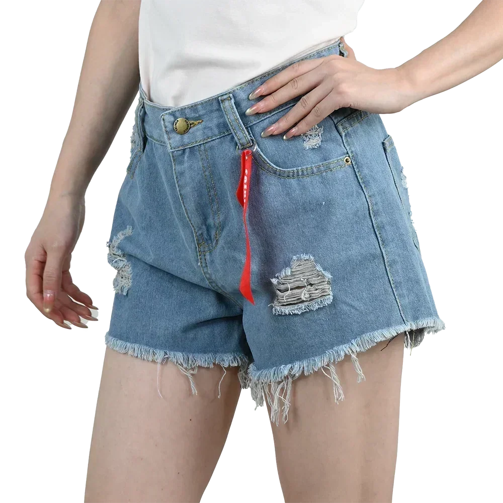 3pcs Women's High Waist Denim Shorts 2025 Summer Black Blue White Hot Pants Ripped Jeans Shorts Woman Short Trousers Streetwear