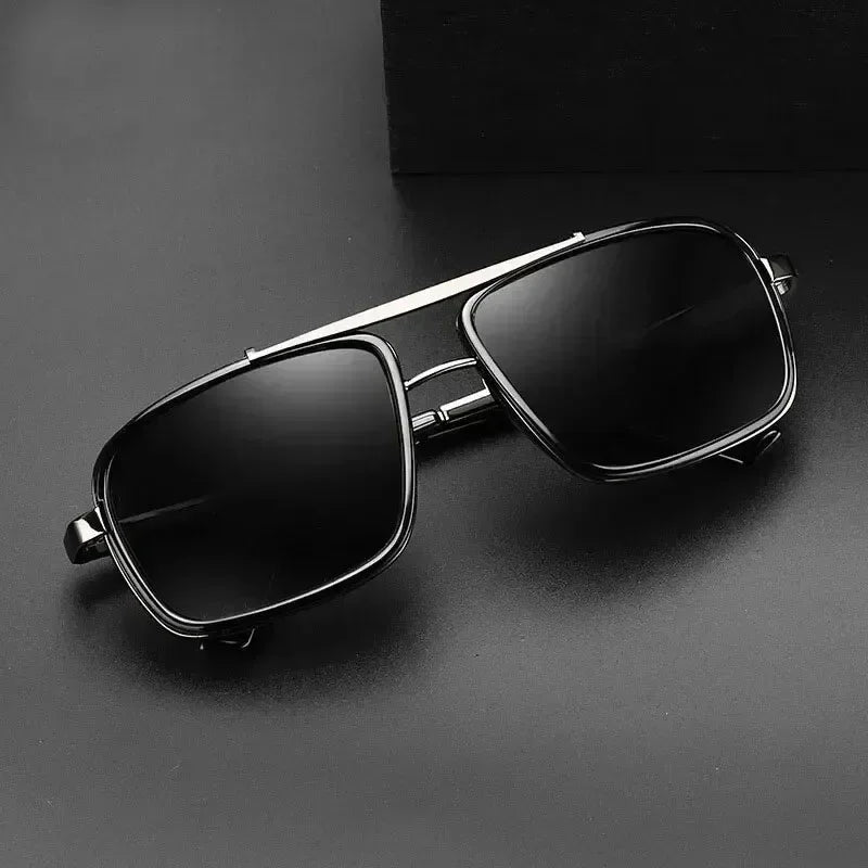 New Sunglasses Punk Sunglasses New Men's Square Uv400 Twin-beam Aviator Sunglasses