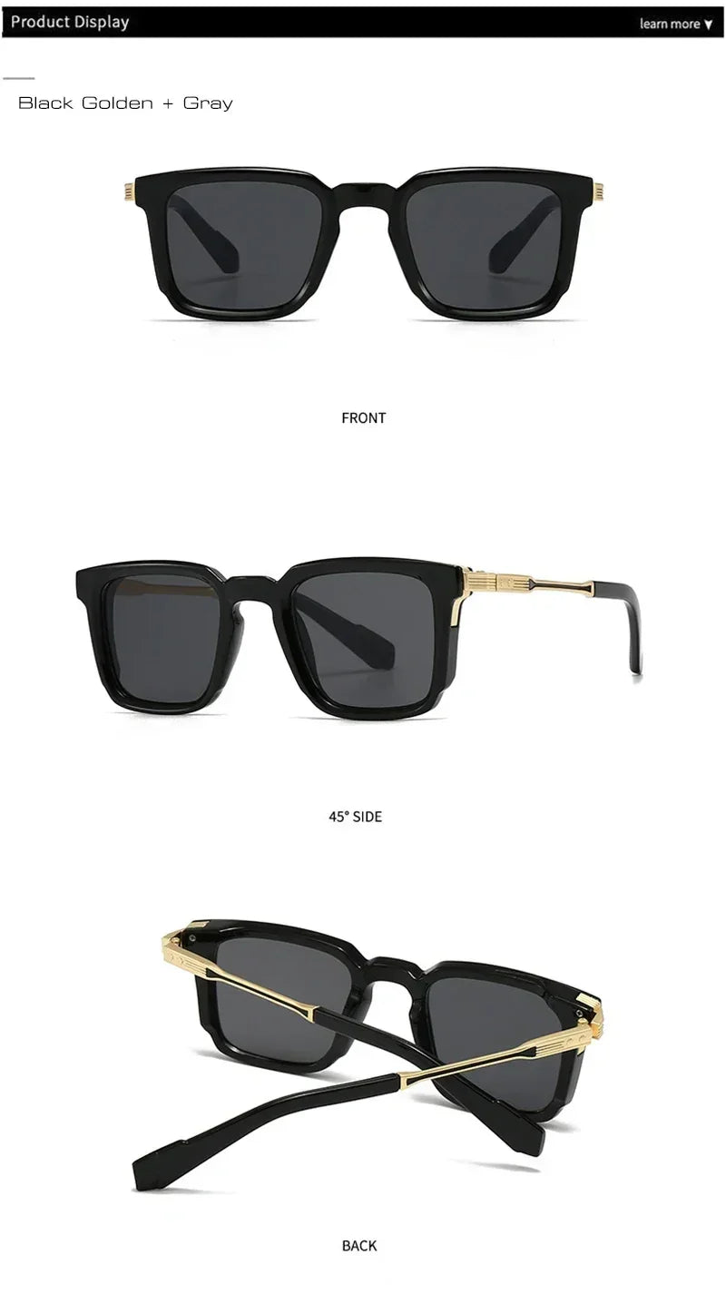 SHAUNA New Square Women Luxury Sunglasses Retro Rivets Men Gradient Shades UV400 Sun Glasses