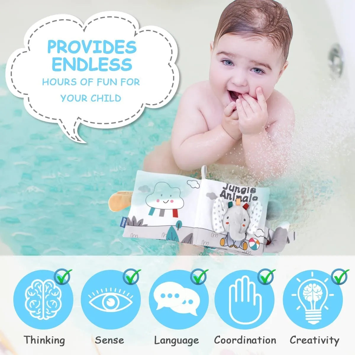 3D Cloth Baby Book - Touch & Feel Crinkle Soft Sensory Book for Infants & Toddlers