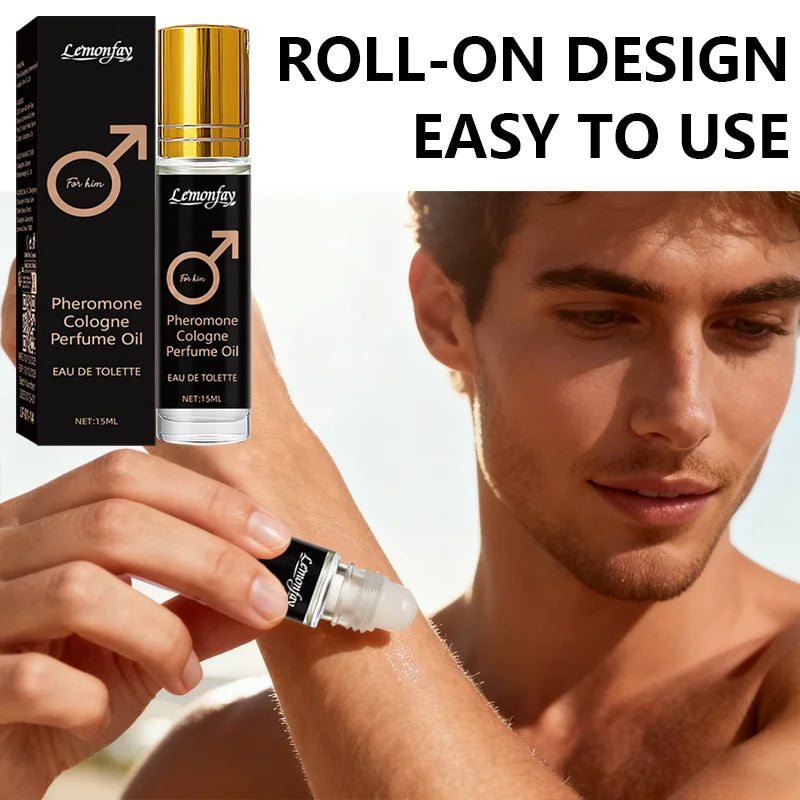 Lemonfay Pheromone Cologne Perfume Oil for Men Roll On Long Lasting Fragrance Portable 15ml Eau De Toilette for Dating