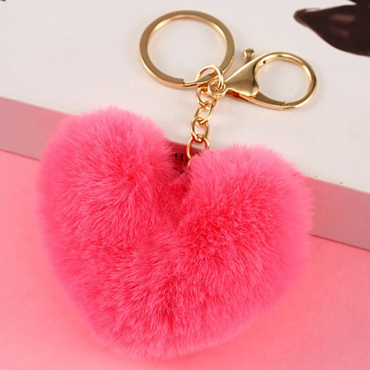 Heart Plush Pom Pom Keychain Fashion Bag Charm