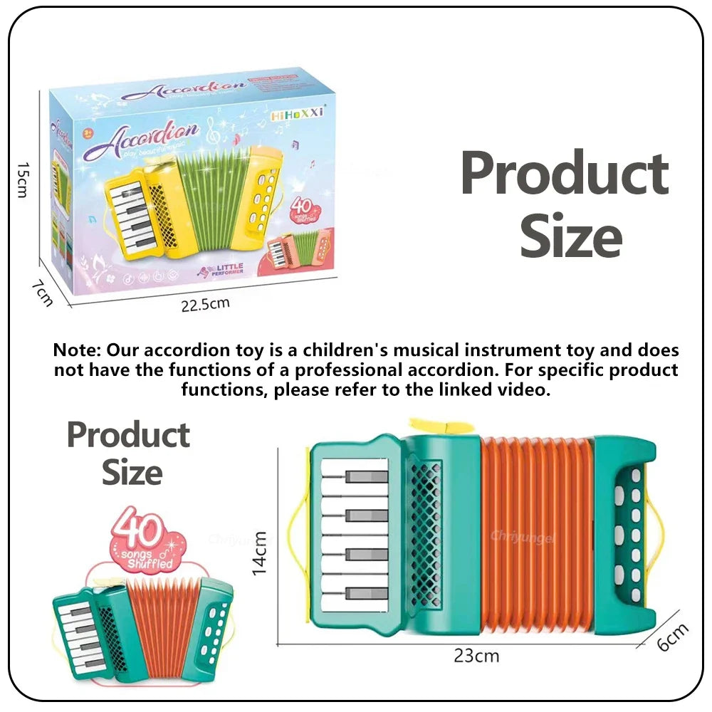 Kids Accordion Musical Toy — Portable Battery-Operated Piano Accordion for Toddlers & Preschoolers, Educational Gift