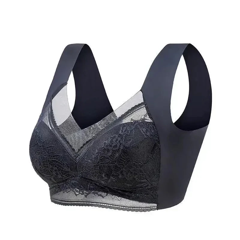 L-5XL Women Large Bra Push Up Ice Silk Seamless upper Bralette Lace Wireless Summer Bras Plus Size Top Lingerie Underwear 15019