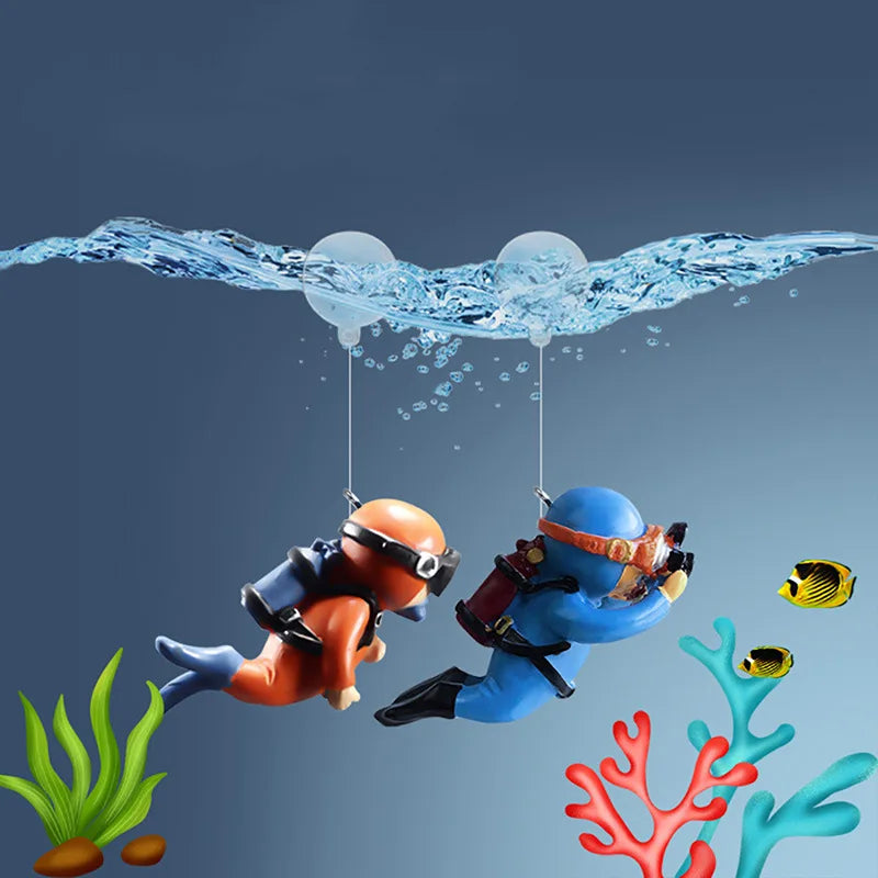 Fish Tank Decoration Resin Landscaping Small Ornaments Mini Diver Glow Aquarium Decor Floating Ball Aquarium Accessories