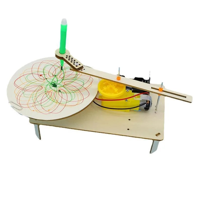 DIY Wooden Electric Plotter Drawing Robot - STEM Science Electronics Kit, Automatic Painting Experiment Toy for Kids