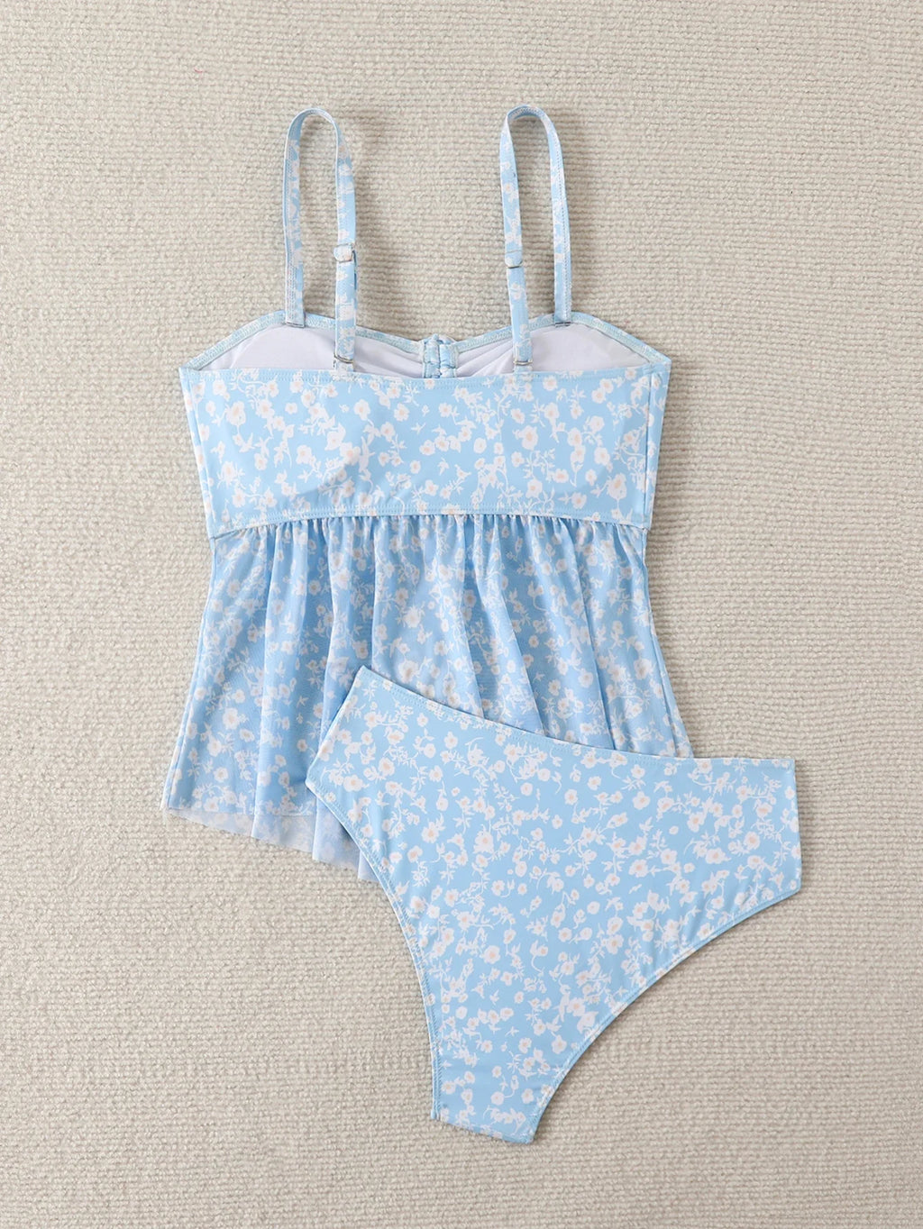 2026 Ruffle Tankini Two Pieces Strappy Swimsuit Women Drawstring Swimwear Female Bathers Bathing Swimming Swim Suit Beachwear