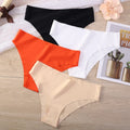 4 Pack Women Seamless Thongs No Show V-waisted Stretch Breathable Sexy Panties Underwear