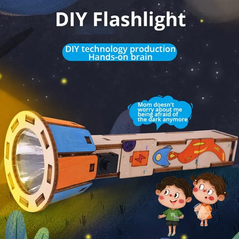 DIY Flashlight Kit Hand-Assembled Electrical Physics STEM Toy for Kids Ages 5+