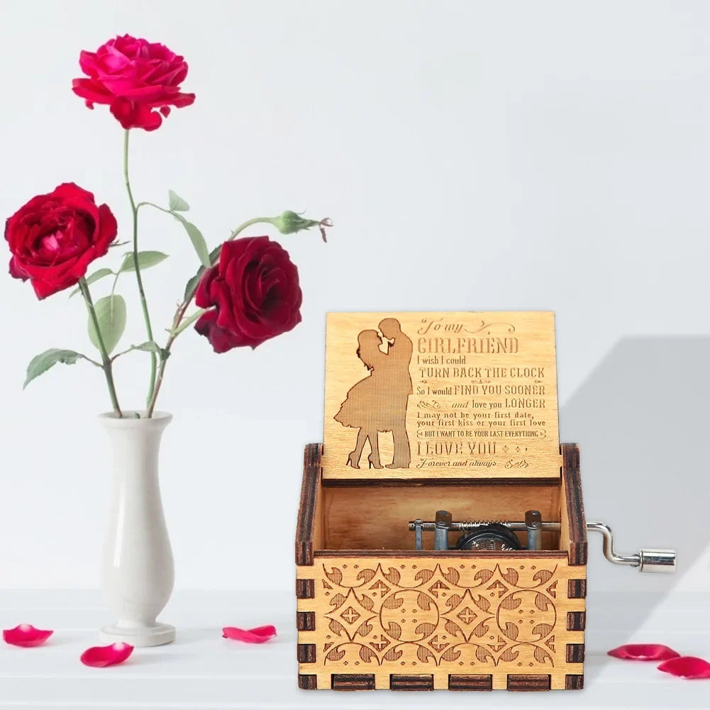 You Are My Sunshine Wooden Carved Vintage Handcrafted Melody Music Box Antique Clockwork Gift for Girlfriend