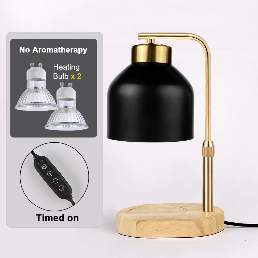 Black Candle Warmer Lamp, Height & Brightness Adjustable, Timer