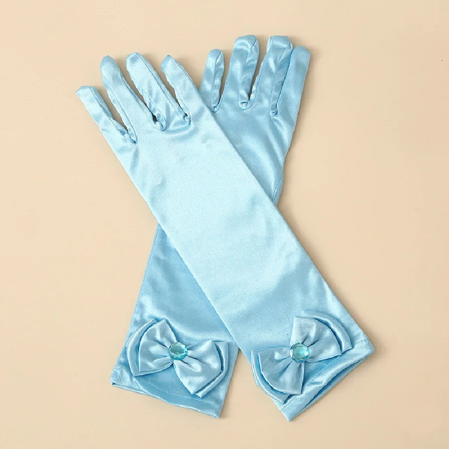 Girls' Satin Princess Gloves with Butterfly Bow