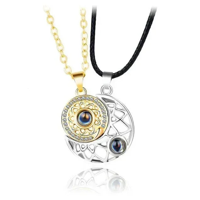 Superior Sense Sun and Moon Lovers Magnetic Men's and Women's Necklace Niche Design Alloy Chain