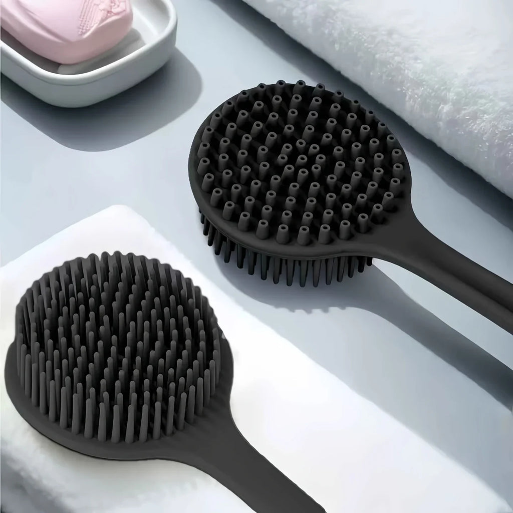 4-piece bath brush set Soft silicone bath brush with non-slip handle, easy to clean and rinse, perfect for use in the bath