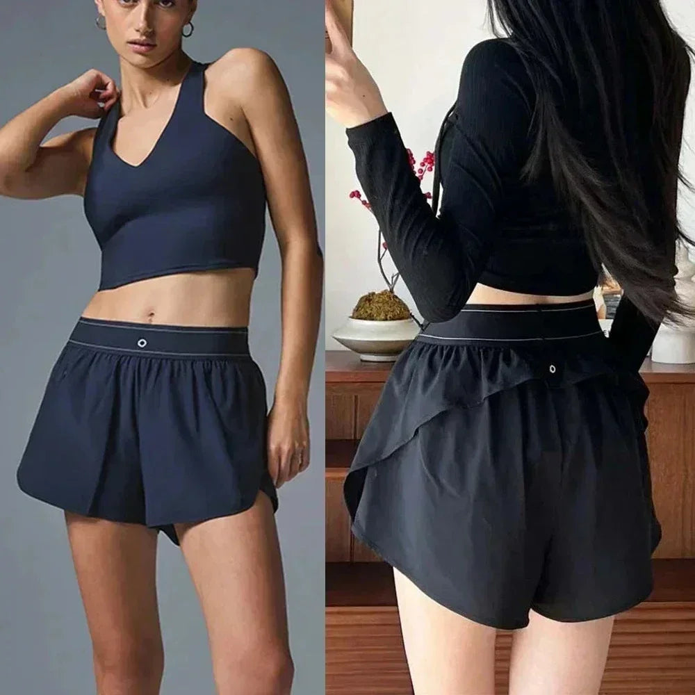 Comfort Breathable Black Cycling Shorts Summer Running Fitness New Leisure Sports Shorts Elastic High Waist Loose Yoga Shorts