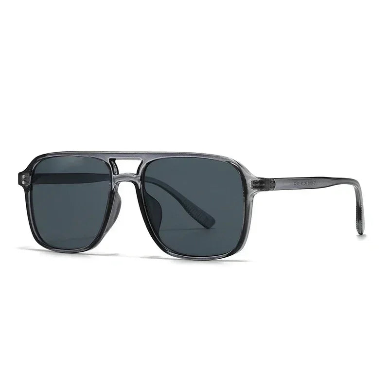 SO&EI Fashion Double Bridges Square Rivets Women Sunglasses Retro Men Gradient Shades UV400 Sun Glasses
