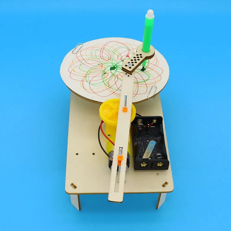 DIY Wooden Electric Plotter Drawing Robot - STEM Science Electronics Kit, Automatic Painting Experiment Toy for Kids