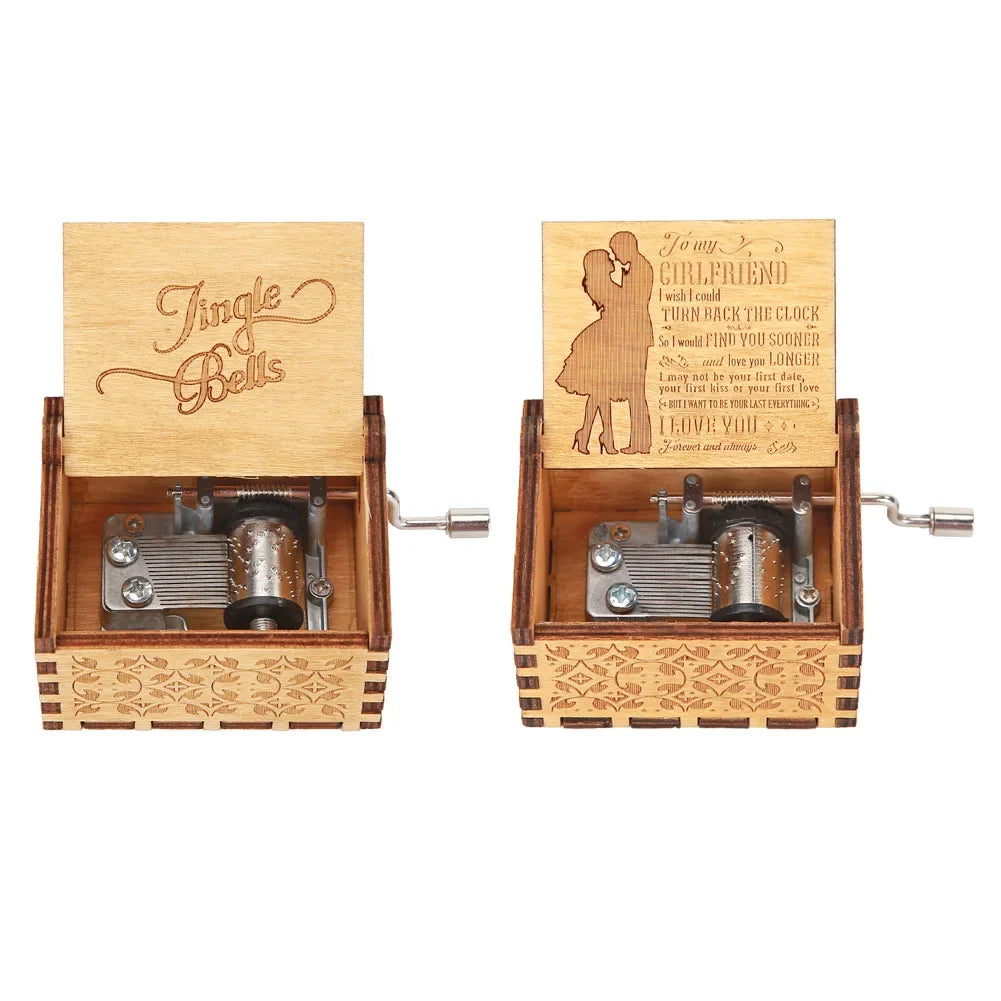 You Are My Sunshine Wooden Carved Vintage Handcrafted Melody Music Box Antique Clockwork Gift for Girlfriend