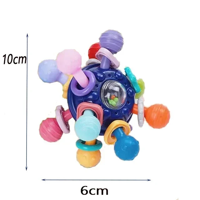 Montessori Baby Sensory Rattle and Silicone Teether Grasping Development Toy for 0-12 Months