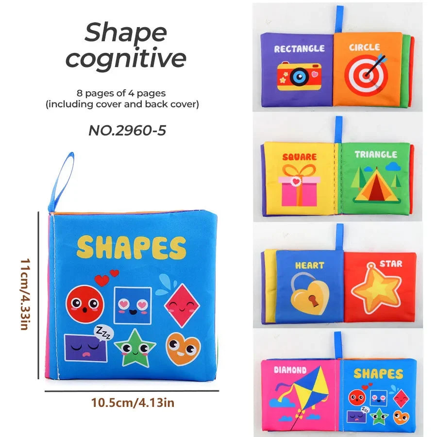 4 Pages Enlightenment Early Learning Books - Black and White Cloth Book for Kids, Montessori Educational Toys