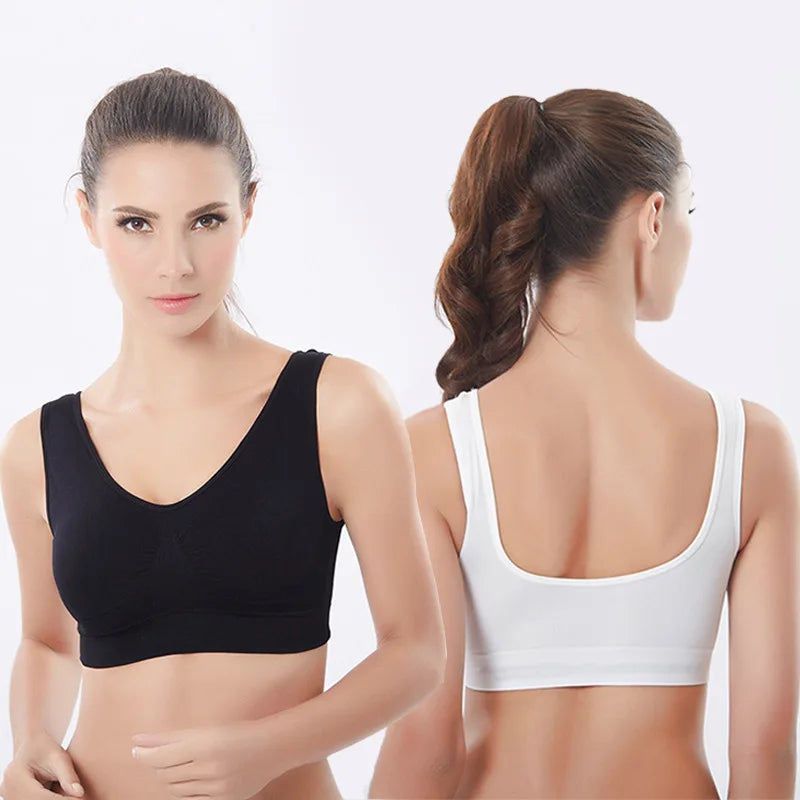Women Wireless Sports Bra Fitness Running Vest Gym Workout Underwear Padded Tops Bralette Breathable Brassiere Push Up Bras