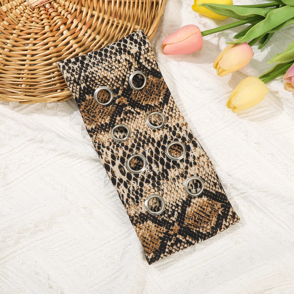 Punk Wide Elastic Eyelet Headband for Women