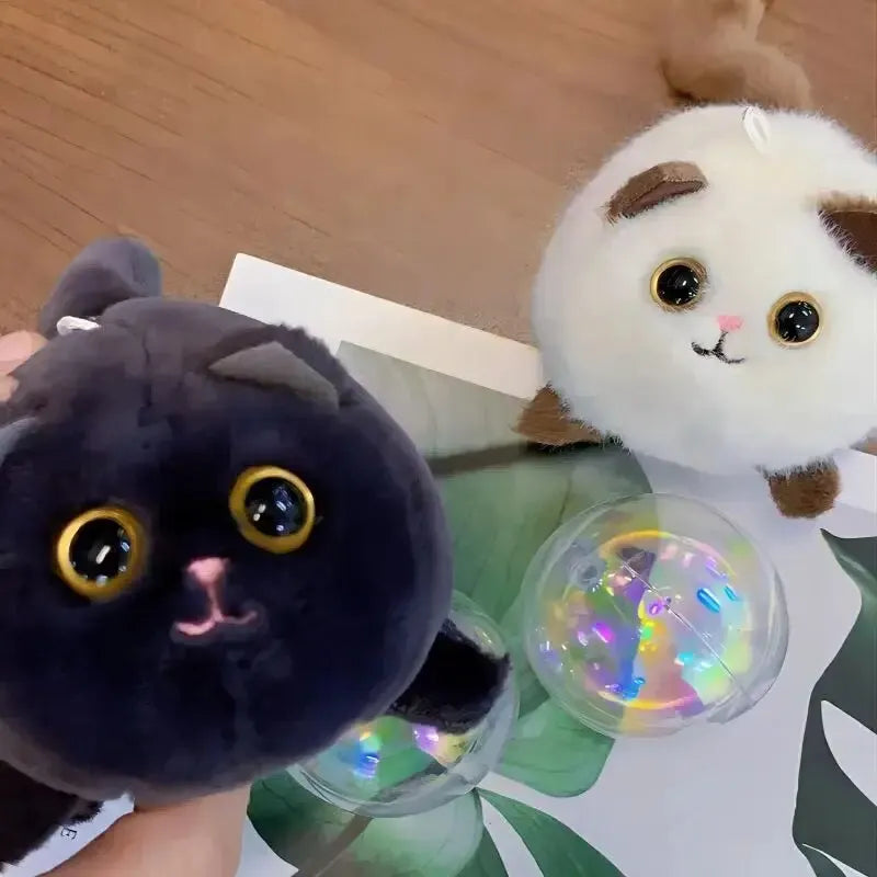 Wagging Tail Plush Cat Keychain – Cute Cartoon Animal Bag and Door Pendant for Girls