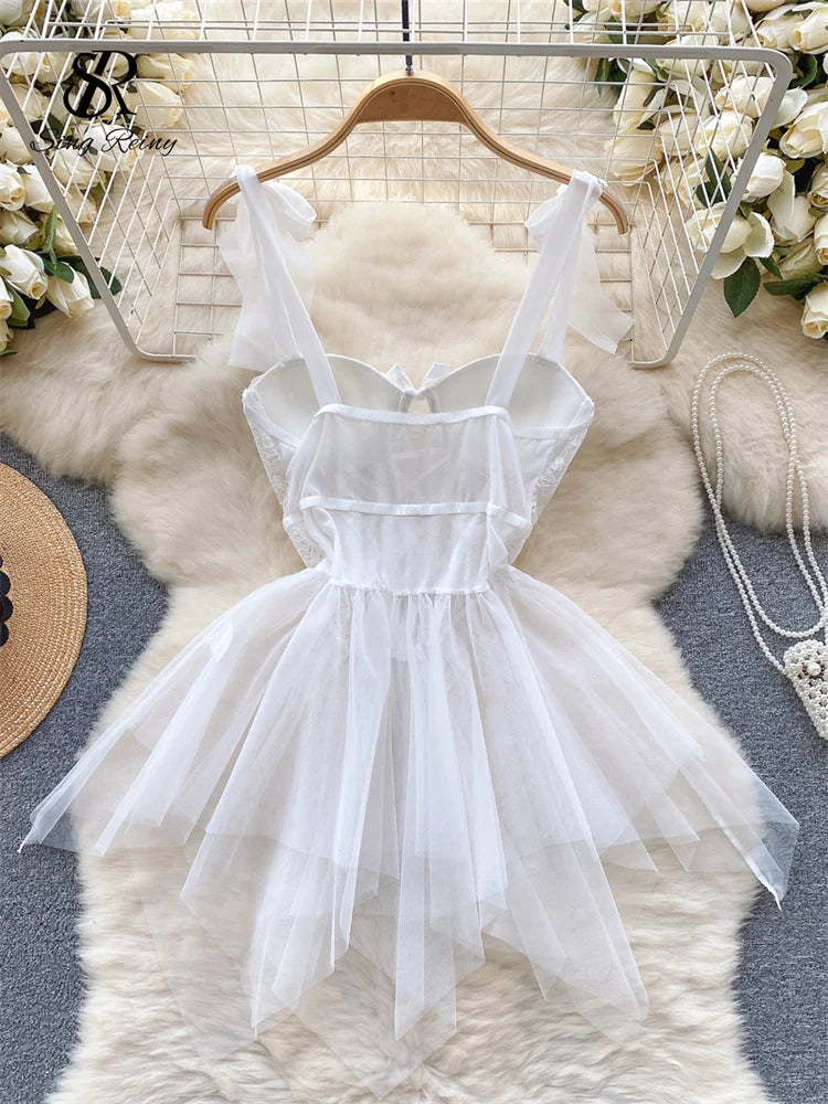 SINGREINY Sexy Role Play Wedding Dress Female Spaghetti Strap Sheath Sleepwear Nightwear Women Lace Spliced Gauze Erotic Pajamas