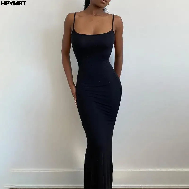 Satin Slip Maxi Dress | Backless Bodycon Evening Gown - Femstylo