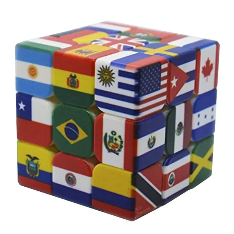 3x3x3 Magic Cube with Multi-Country Flag Elements, Educational Toy for Children, Perfect Gift