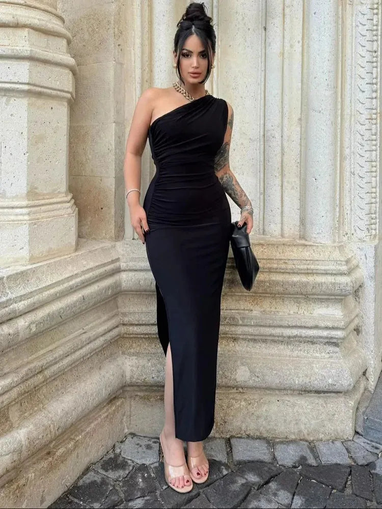 Black Backless Maxi Dress | Sexy Split Sleeveless Party Gown -femstylo
